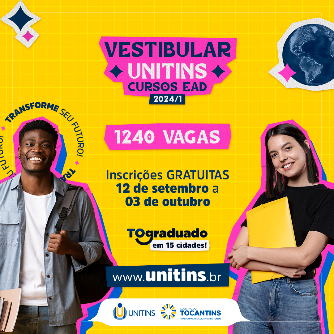 Unitins lança Vestibular 1 240 vagas para cursos EaD gratuitos